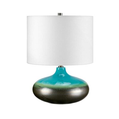 Bellhaven Cove Contemporary Table Lamp Turquoise and Graphite Glaze