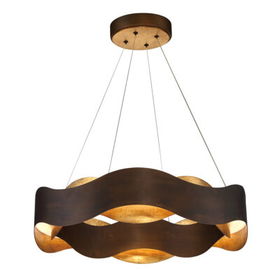 Bellingcourt Contemporary Wave Chandelier in Bronze and Gold