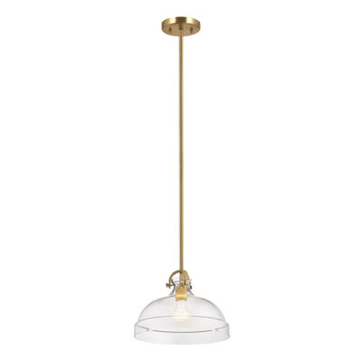 Bellport Hamptons Dome Pendant Brass and Clear Seeded Glass