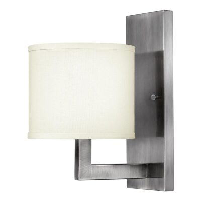 Bellport Hamptons Wall Light Antique Nickel with Ivory Linen Shade