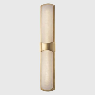 Bellworth Contemporary Alabaster Wall Light Aged Brass