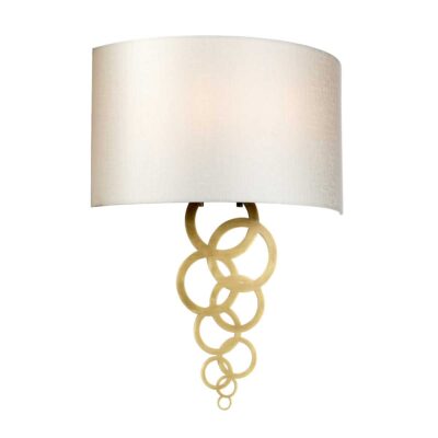 Belmont Grand Wall Light in Aged Brass with Ivory Faux Silk Shade