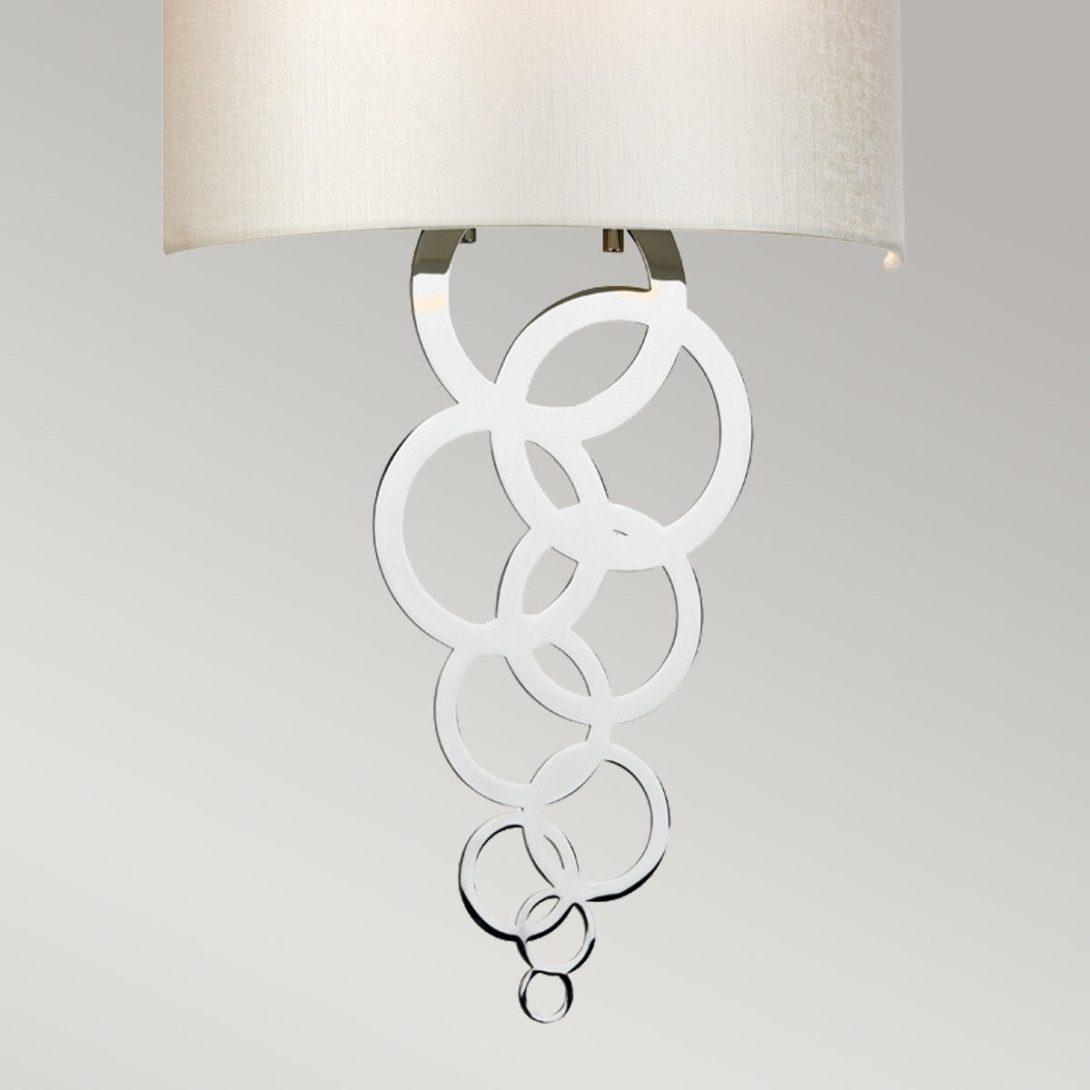 Belmont Grand Wall Light Polished Chrome With Ivory Silk Shade Belmont Grand Wall Light Polished Chrome With Ivory Silk Shade — detail view