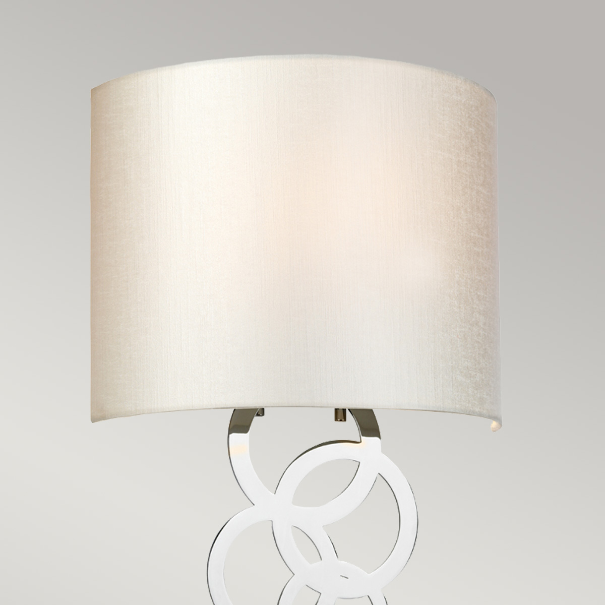 Belmont Grand Wall Light Polished Chrome With Ivory Silk Shade Belmont Grand Wall Light Polished Chrome With Ivory Silk Shade — detail view