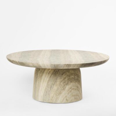 Belmore Round Coffee Table Hamptons Grey Travertine Look