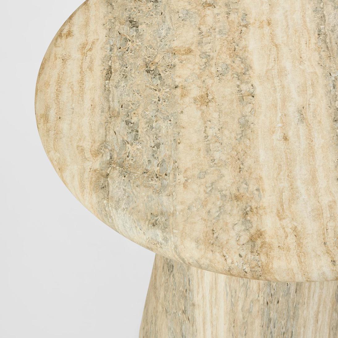 Belmore Round Side Table Grey Travertine Look Belmore Round Side Table Grey Travertine Look
