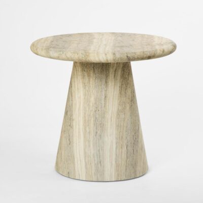 Belmore Round Side Table Grey Travertine Look