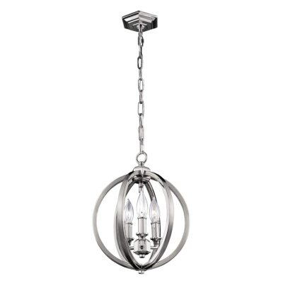 Belrose Orb Pendant Light Polished Nickel with Crystal Accents