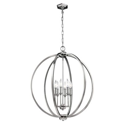 Belrose Orb Pendant Light Polished Nickel with Crystals