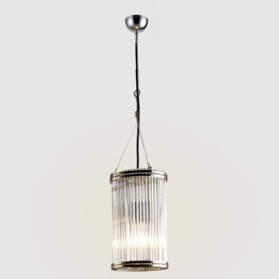 Belvoir Heritage Glass Cylinder Ceiling Pendant Nickel