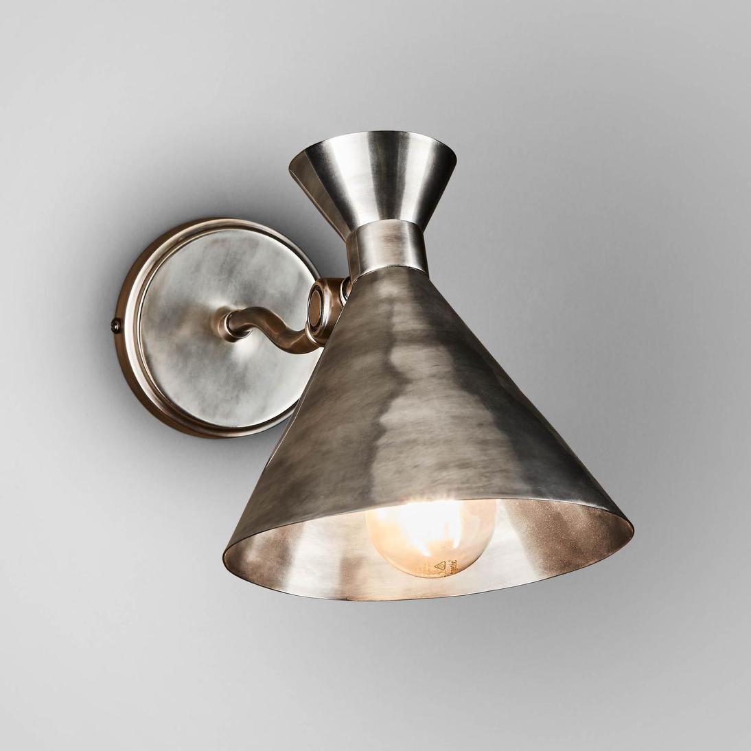 Bentwood Industrial Cone Wall Light Silver