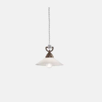Bergamo Classic Pendant Light Antique Brass And White Glass