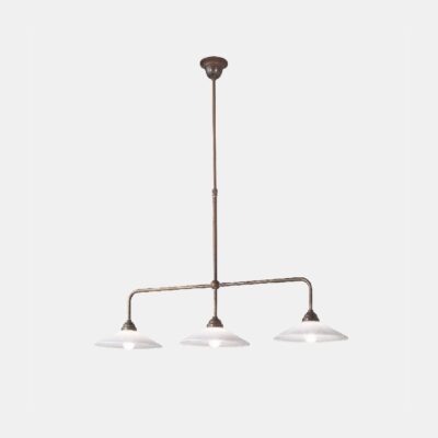 Bergamo French Provincial 3 Light Pendant Antique Brass and White Glass