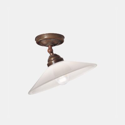 Bergamo French Provincial Ceiling Light Antique Brass And White Glass