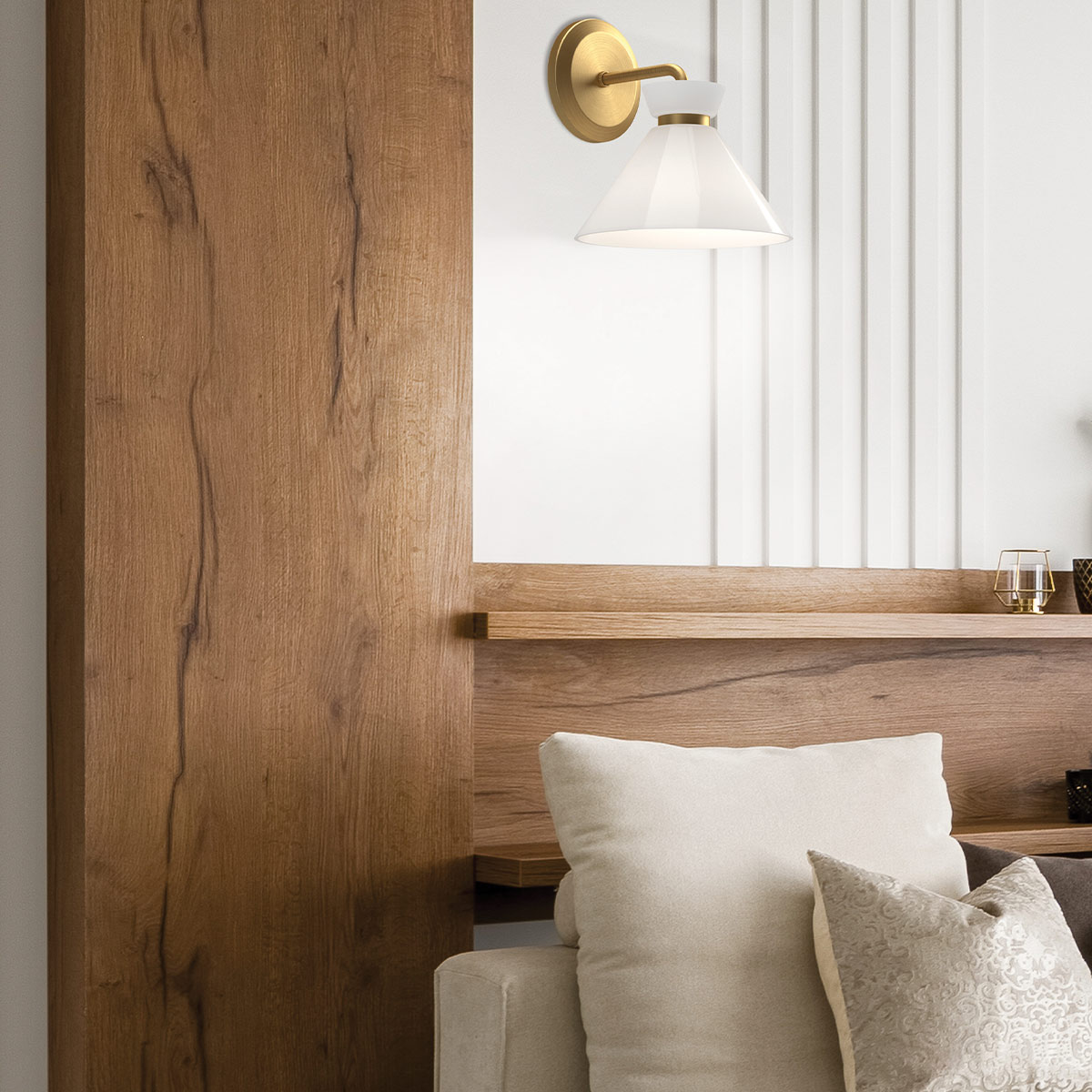 Berkeforth Hamptons Cone Wall Light Brushed Gold Berkeforth Hamptons Cone Wall Light Brushed Gold — in situ view