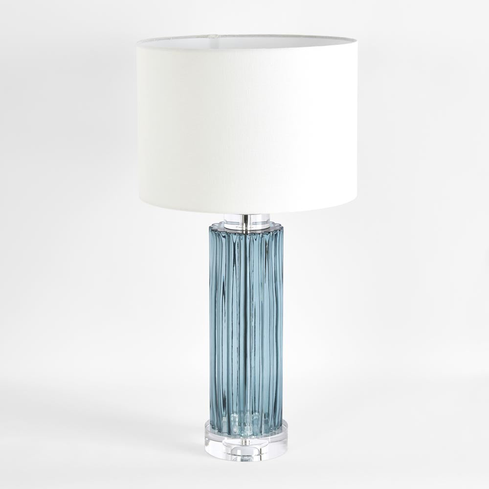 Berkeley French Provincial Ribbed Glass Table Lamp Blue