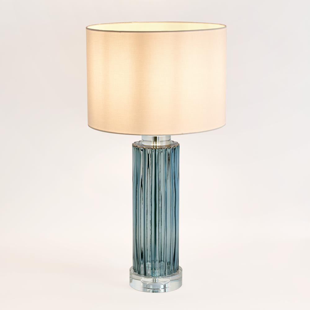 Berkeley French Provincial Ribbed Glass Table Lamp Blue