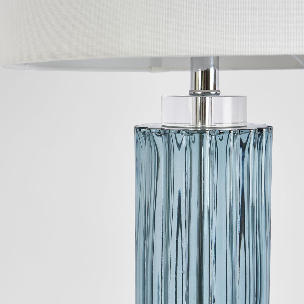 Berkeley French Provincial Ribbed Glass Table Lamp Blue