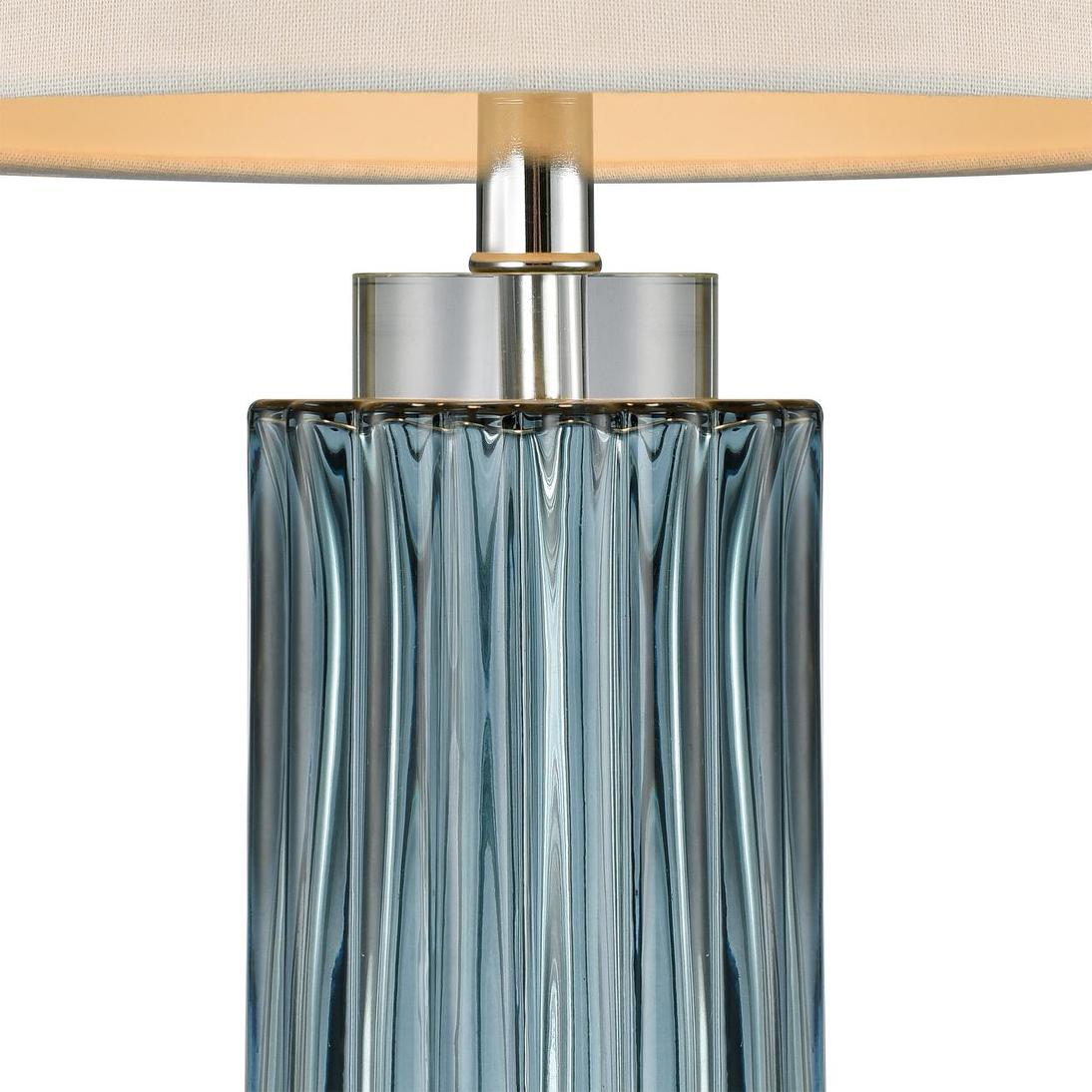 Berkeley French Provincial Ribbed Glass Table Lamp Blue