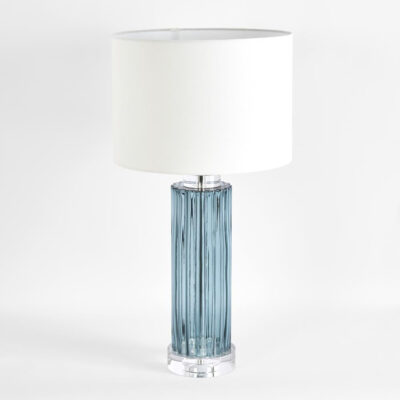 Berkeley French Provincial Ribbed Glass Table Lamp Blue