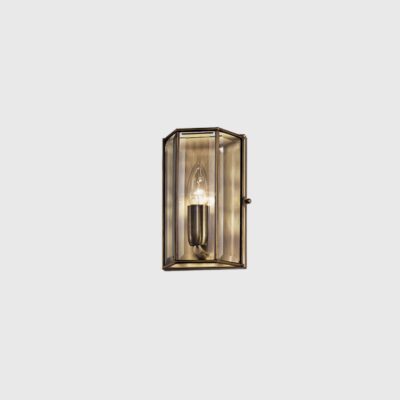 Binding Hall Classic Glass Box Wall Light Burnished Brass