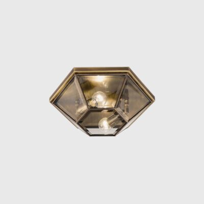 Binding Hall Classic Pentagon Ceiling Light Burnished Brass And Clear Glass