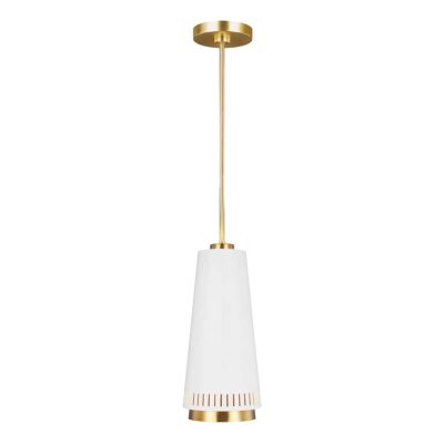 Blackfriar Hamptons Conical Pendant Matte White With Brass Accents