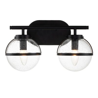 Blackmoor Steel Art Deco Double Globe Wall Light Black