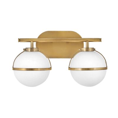 Blackmoor Steel Art Deco Twin Globe Wall Light Heritage Brass