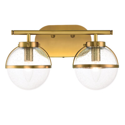 Blackmoor Steel Art Deco Twin Globe Wall Light Heritage Brass