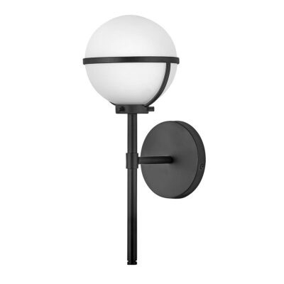 Blackmoor Steel Art Deco Wall Light Black Opal Glass