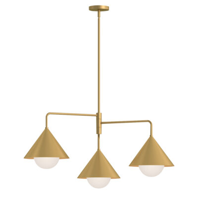 Blackthorn Matte Contemporary 3 Light Chandelier Brushed Gold