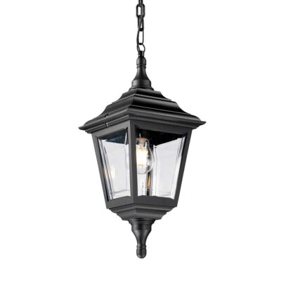 Blackthorn Pillar Traditional Hexagonal Chain Lantern Black