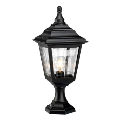 Blackthorn Pillar Traditional Outdoor Pedestal Lantern Black