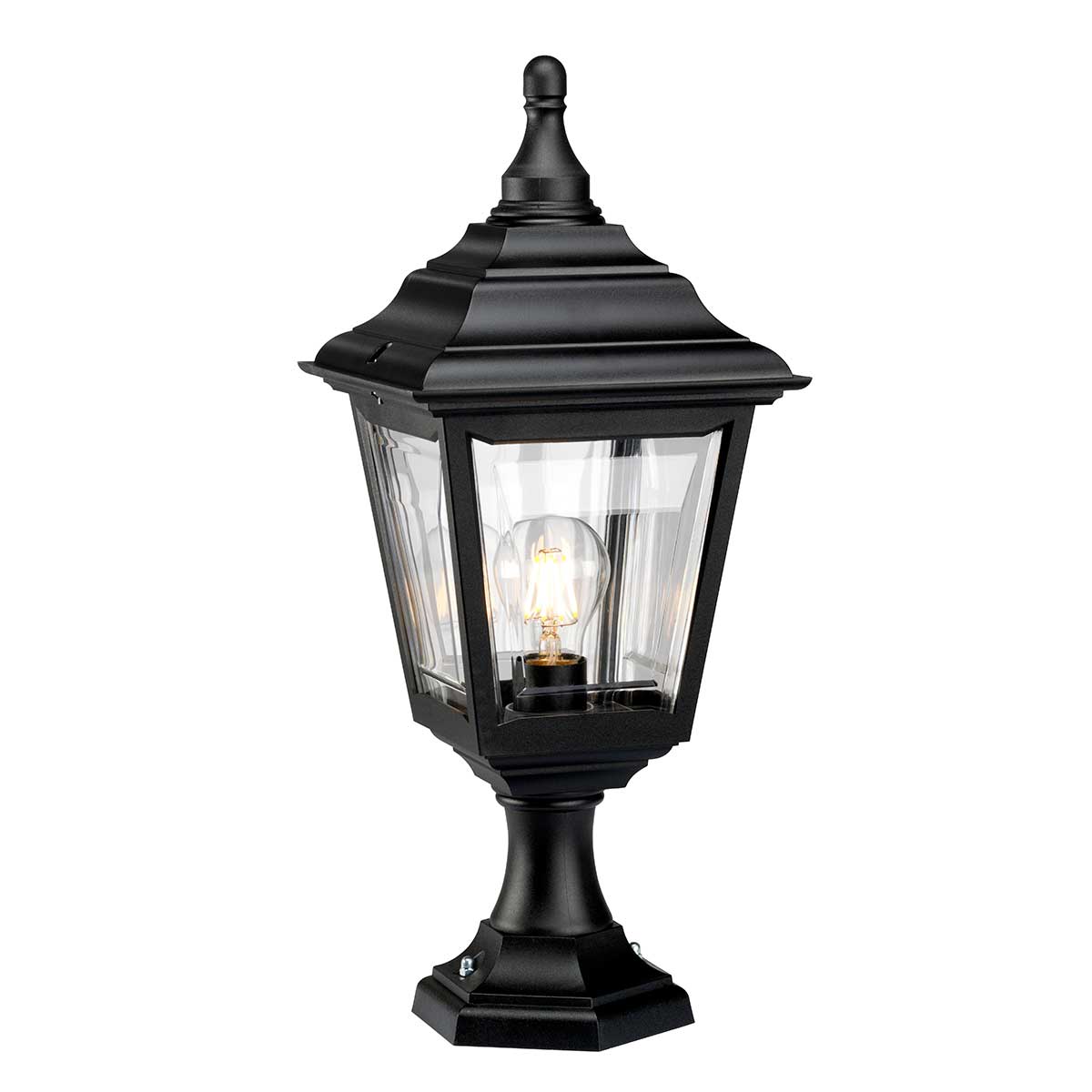 Blackthorn Pillar Traditional Outdoor Pedestal Lantern Black
