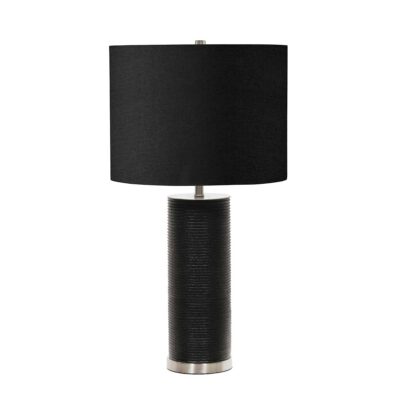 Blackwater Table Lamp Black Ribbed Resin with Brushed Nickel Base
