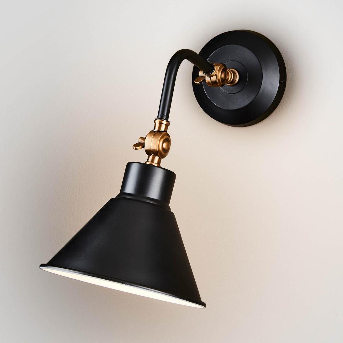 Blakeford Industrial Wall Light Black and Brass