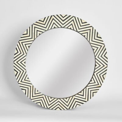 Bonecastle Inlay Round Bone Inlay Mirror Black And White Starburst