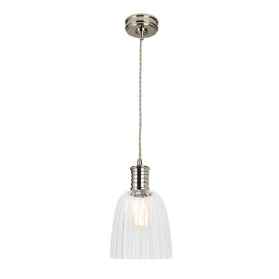 Brackenfield Hamptons Ribbed Glass Pendant Polished Nickel