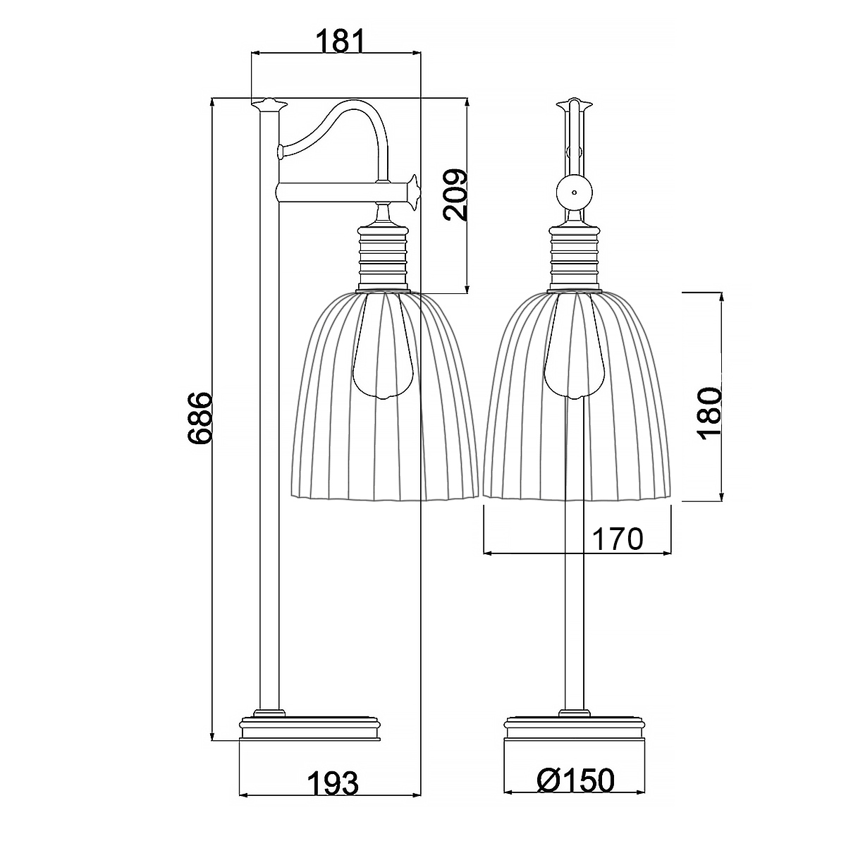 Brackenfield Industrial Table Lamp in Polished Nickel with Ribbed Glass Shade Brackenfield Industrial Table Lamp in Polished Nickel with Ribbed Glass Shade