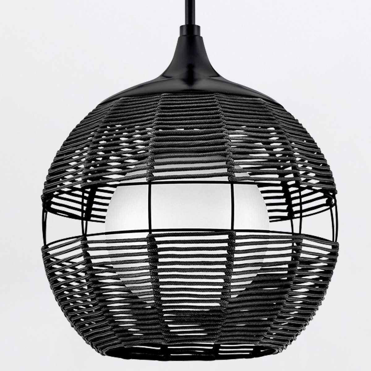 Brackenwood Coastal Woven Outdoor Pendant Black — detail view