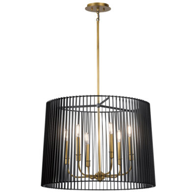 Braemount Retro Modern Chandelier Black & Natural Brass