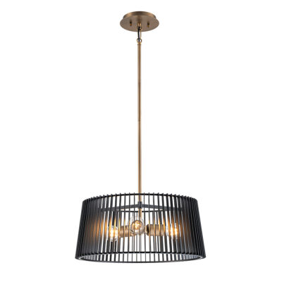 Braemount Retro Modern Pendant in Black & Natural Brass