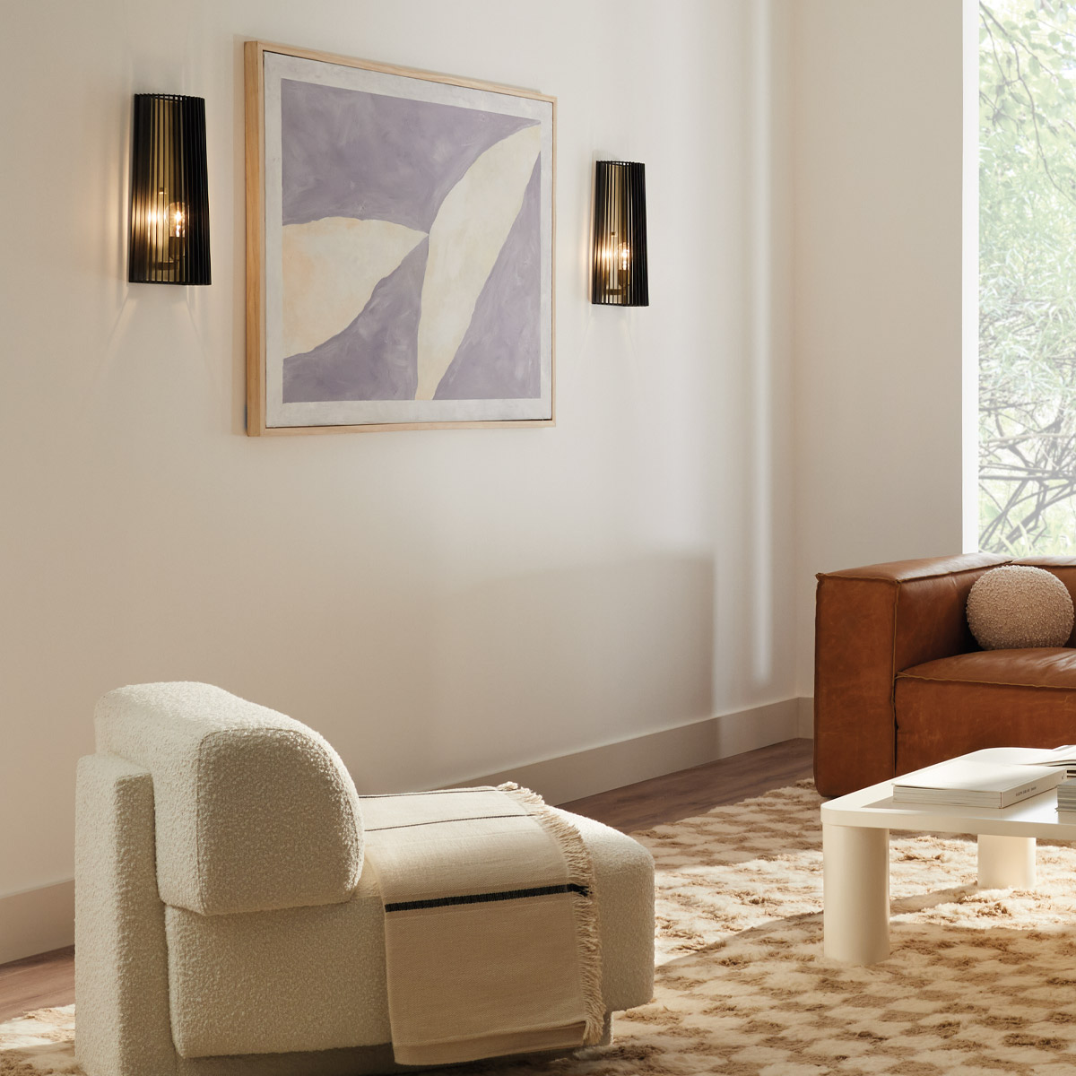 Braemount Retro Modern Wall Light Black & Natural Brass Braemount Retro Modern Wall Light Black & Natural Brass — in situ view