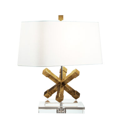 Bramwell Square Distressed Gold Table Lamp