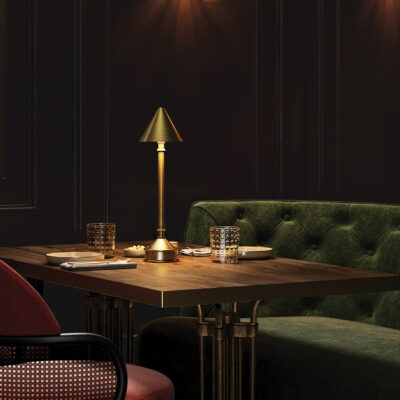 Bramwick Cordless Traditional Table Lamp Antique Brass — in situ view