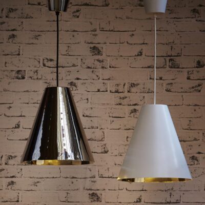 Brookhaven Hamptons Cone Pendant Light White and Silver