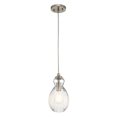 Brushed Coastal Fluted Glass Pendant Nickel