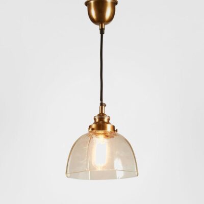 Burleigh Hexagonal Glass Dome Pendant Antique Brass