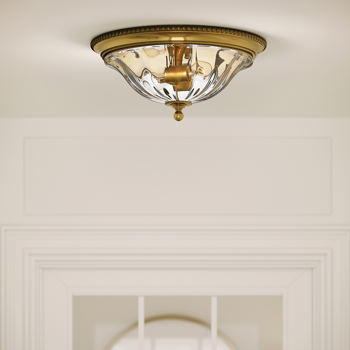 Buryfield French Provincial Ceiling Flush Burnished Brass Buryfield French Provincial Ceiling Flush Burnished Brass — in situ view